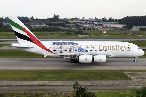 L'avion A380 Emirates du Real Madrid en images