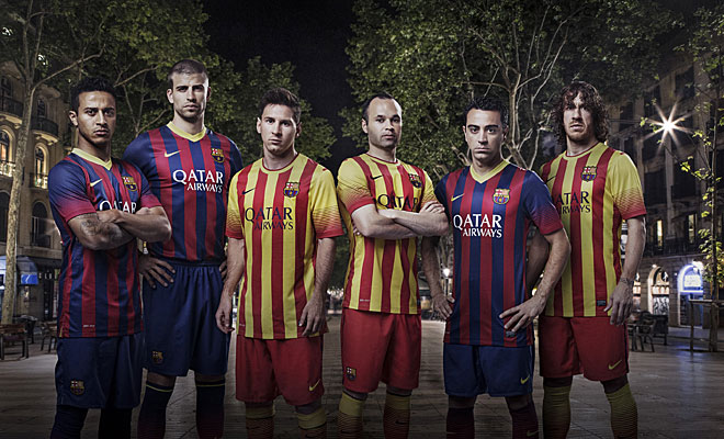 Les nouveaux maillots du FC Barcelone, saison 2013-2014