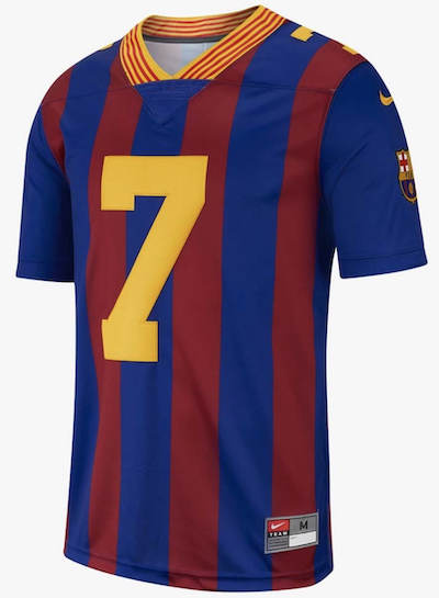 Les maillots de foot à la façon NFL :  la version du FC Barcelone