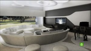 Le salon de Cristiano Ronaldo dans sa maison à Madrid.