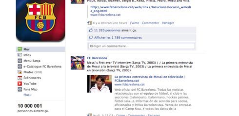 Le FC Barcelone Sur Facebook A 10 Millions De Fans. Historique