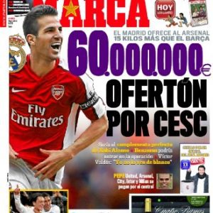 La Une du quotidien Marca avec Cesc Fabregas