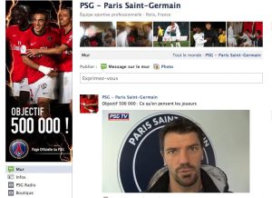 La page Facebook du PSG