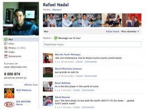 Rafael Nadal sur Facebook
