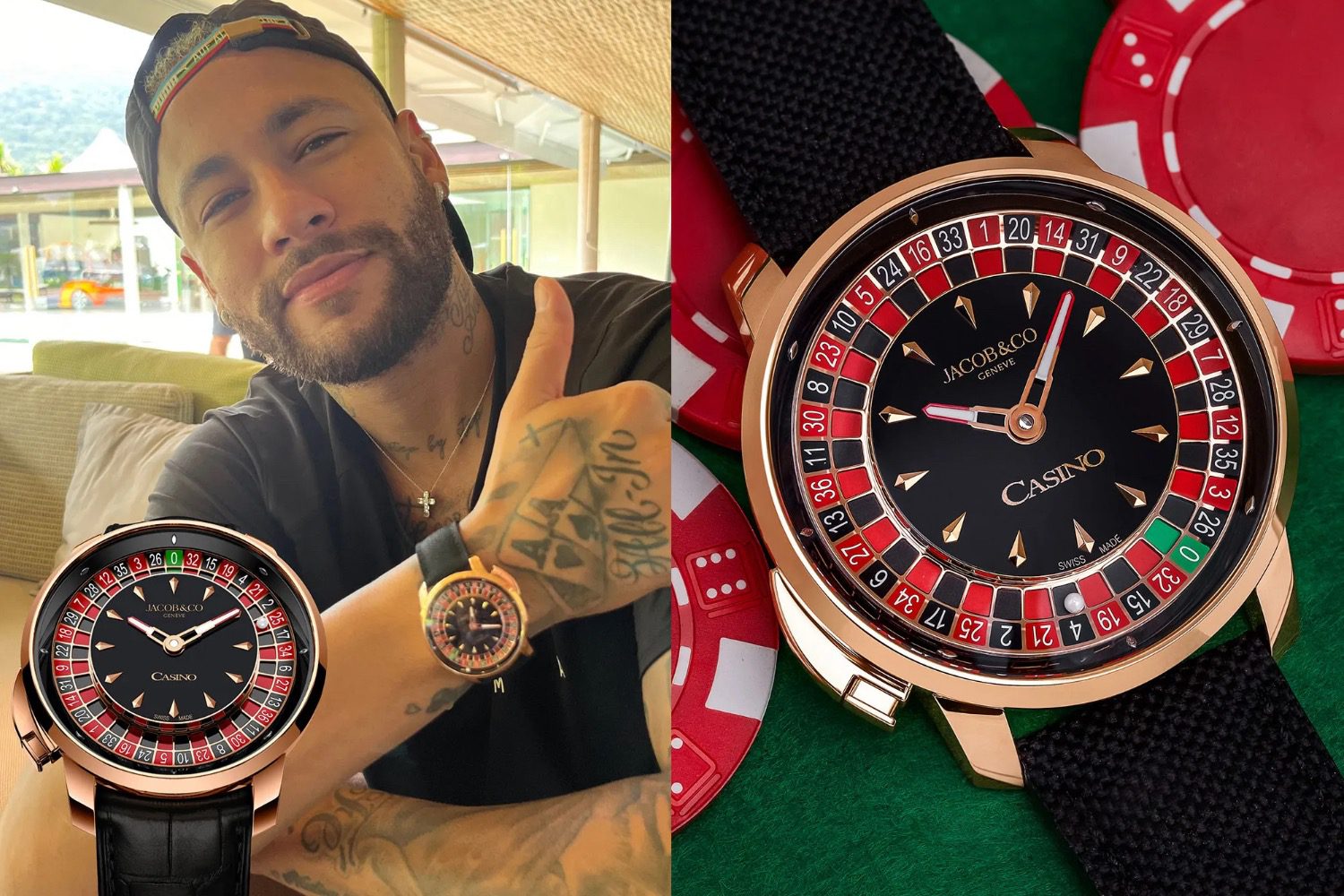 Neymar a une nouvelle montre qui incorpore une roulette de casino (avec laquelle il joue de l'argent)
