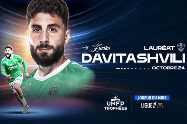 Zuriko Davitashvili est le joueur du mois d'octobre en Ligue 1