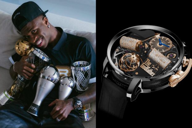 Vinicius Jr pose avec sa montre du Parrain à 350 000€