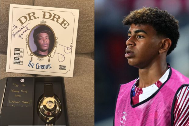 Lamine Yamal a partagé l'image du cadeau reçu de Dr Dre, non sans faire au passage la promo de son sponsor.