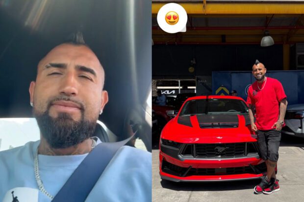Arturo Vidal. Après la Fiat Panda, il pose avec son nouveau bolide