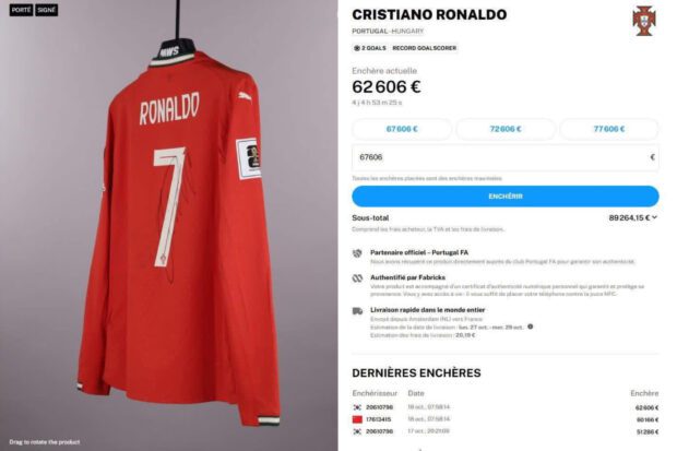 Cristiano Ronaldo, Marquinhos, Messi... Les 10 maillots les plus chers vendus sur MatchWornShirt